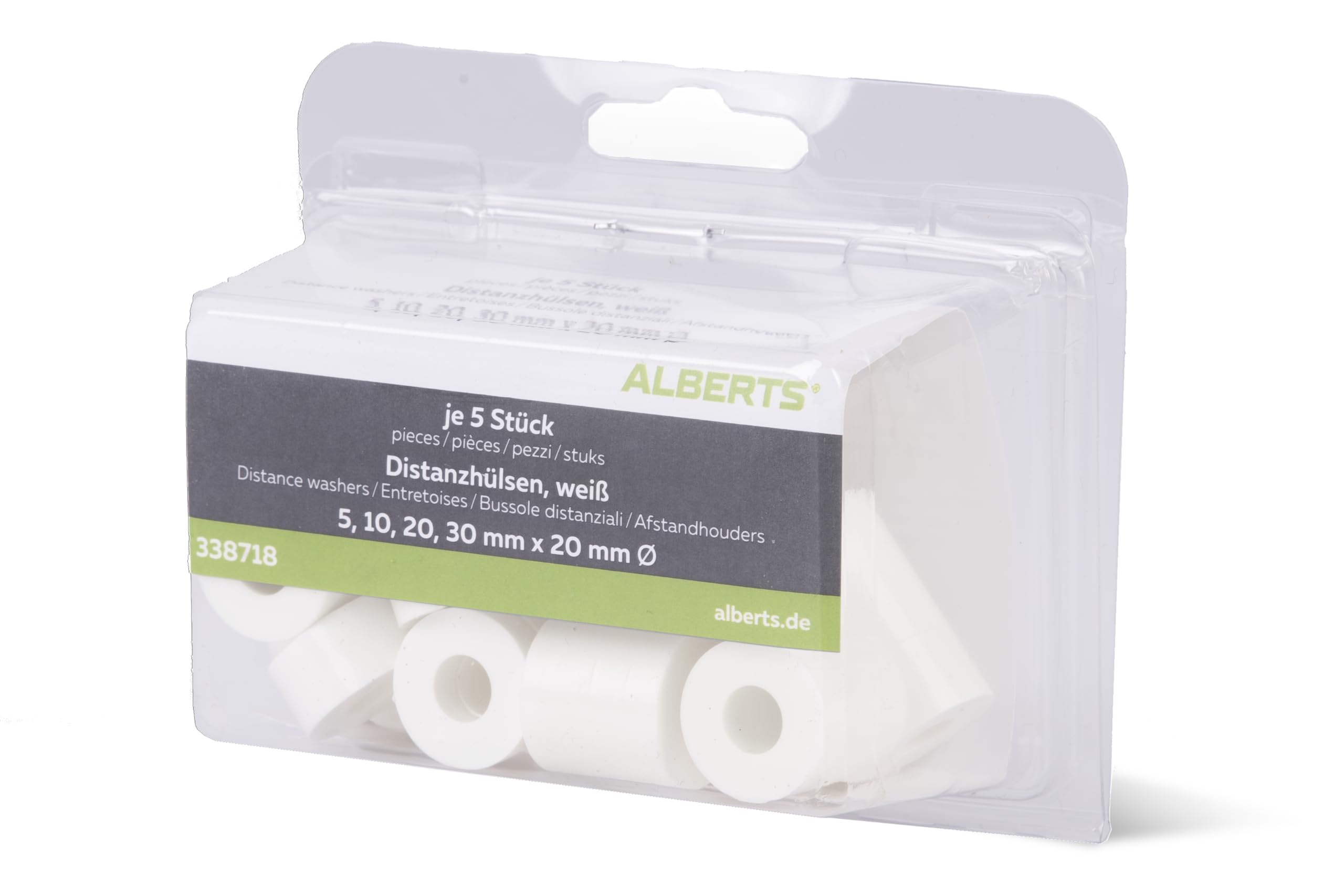Gah-Alberts 338718 Spacer Sleeve 5-8 mm Plastic Pack of 5 External ø 20 mm Height 5/10 / 20/30 mm Black