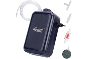 hygger Aquarium Air Pump,Adjustable Oxygen Pump，Silent Powerful Aerator Pump 2W/3W/4.5W/6W/ 1/2 Air Outlets Ultra for Up to 100 Gallon Tank