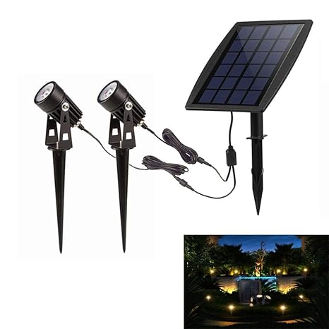 Amazon Com Led Solar Powered Spot Lights Outdoor Low Voltage