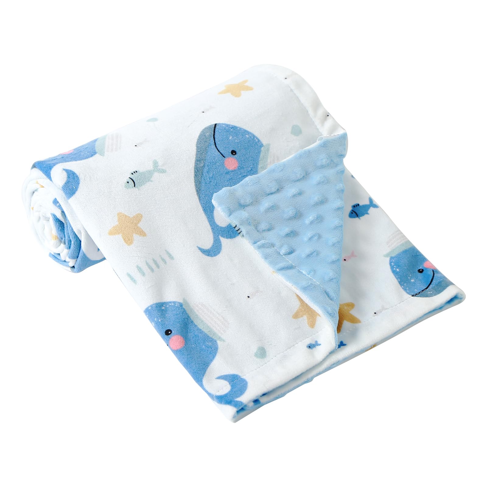 iEvolve Baby Blanket Ultra Soft Double Layer with Dotted Backing Receiving Blankets Toddler Baby Nursery Bed Blankets Shower Gifts(Whale,80 * 120cm)