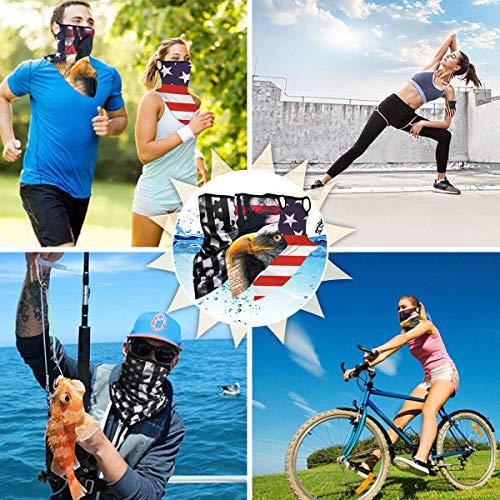 3 Pack Elastic Face Mask Bandana Ear Loops, Face Cover Neck Gaiter Scarf, Unisex Balaclava Face Mask(US Flag)