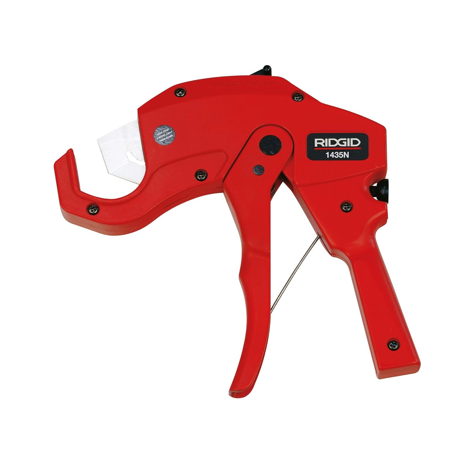 RIDGID 26821 Model 1435N Ratchet Cutter for Plastic Pipe; 6-35 mm OD Capacity, Red