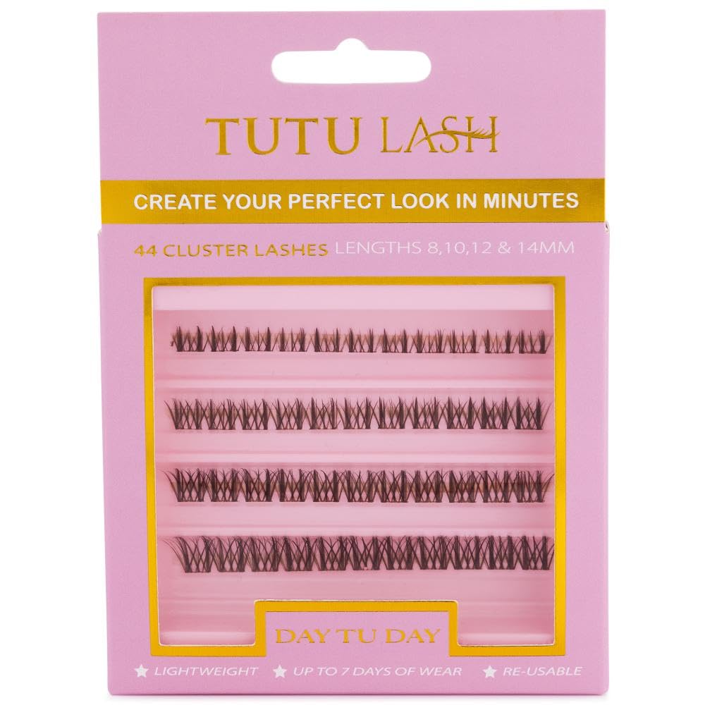 Tutu Lash Caramel Lashes Brown DIY Cluster Lashes DAY TU DAY 44 x lash clusters self application easy to apply re-usable vegan (Day Tu Day Brown Cluster Lashes)