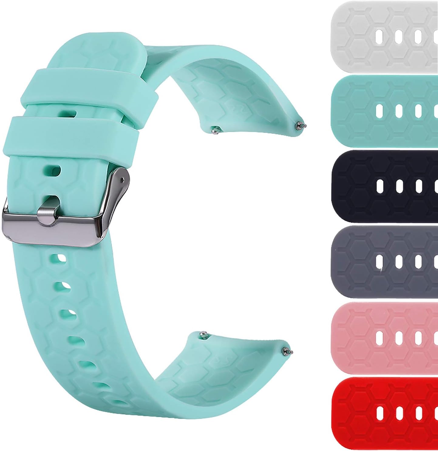 22mm Silicone Quick Release Watch Band Strap Compatible with Fossil Gen 5 Julianna, Q Wander/Founder/Marshal/Gen 4 Explorist HR Replacement Bands (Teal)