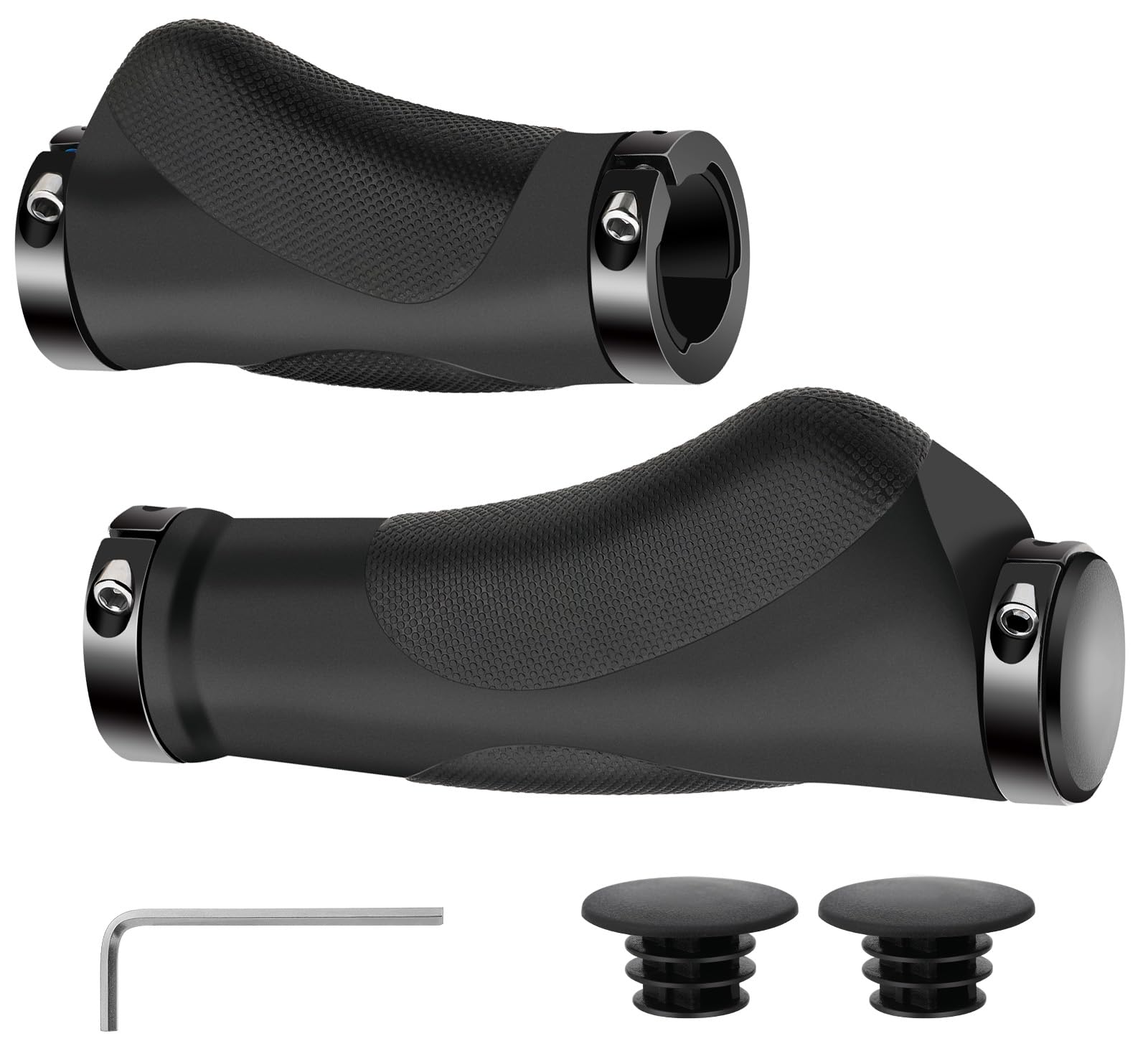 Nutmanel Ergonomic Non-Slip Rubber Bike Grips - 22mm Universal MTB BMX Foldable Handlebar Grips with Aluminum Lock