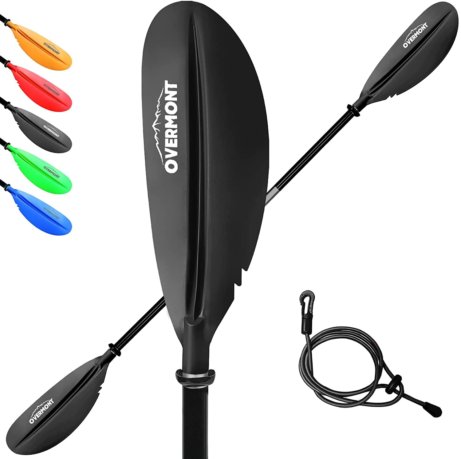 OVERMONT Aluminum Kayak Paddle 230cm/90.5in with Paddle Leash Lightweight Adjustable Portable Detachable Paddles Oars for Inflatable Boat Kayak