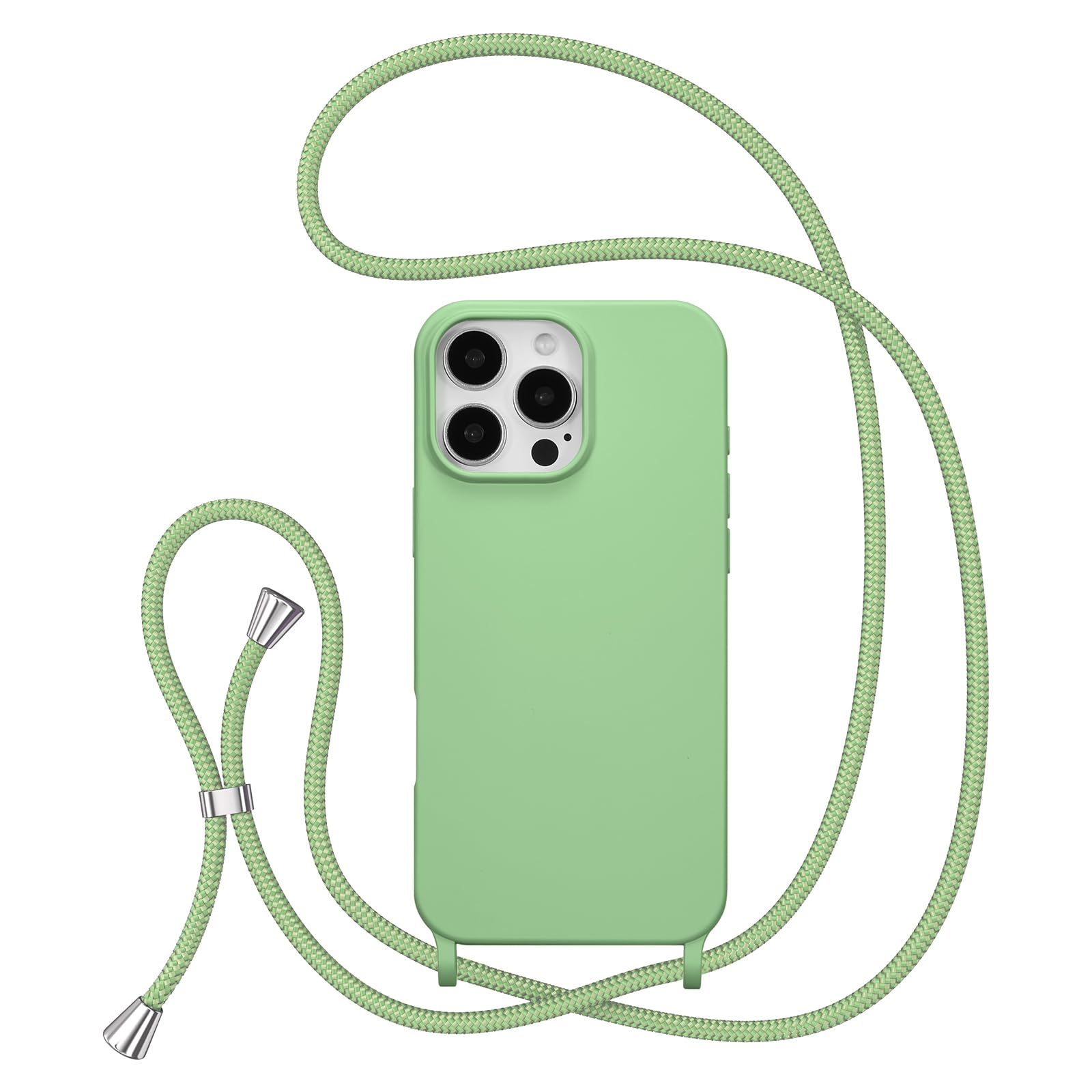 ZTOFERA Crossbody Lanyard Case for iPhone 15 Pro (6.1-Inch), Liquid Silicone Protective Phone Case with Strap Adjustable Neck Cord Necklace Soft Cover, Green — image 1