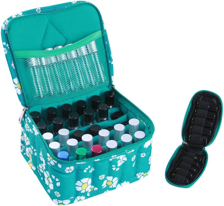 Essential Oil Carrying Case Holds 30 Bottles (5ml, 10ml, 15ml),essential oils storage/organizer case for travel and presentation & Keychain Essential Oil Carrying Case