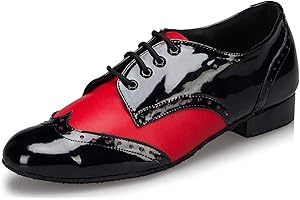 Honeystore Men's Lace-up Dance Shoes Splice PU Leather Modern Tango Jazz Ballroom Latin