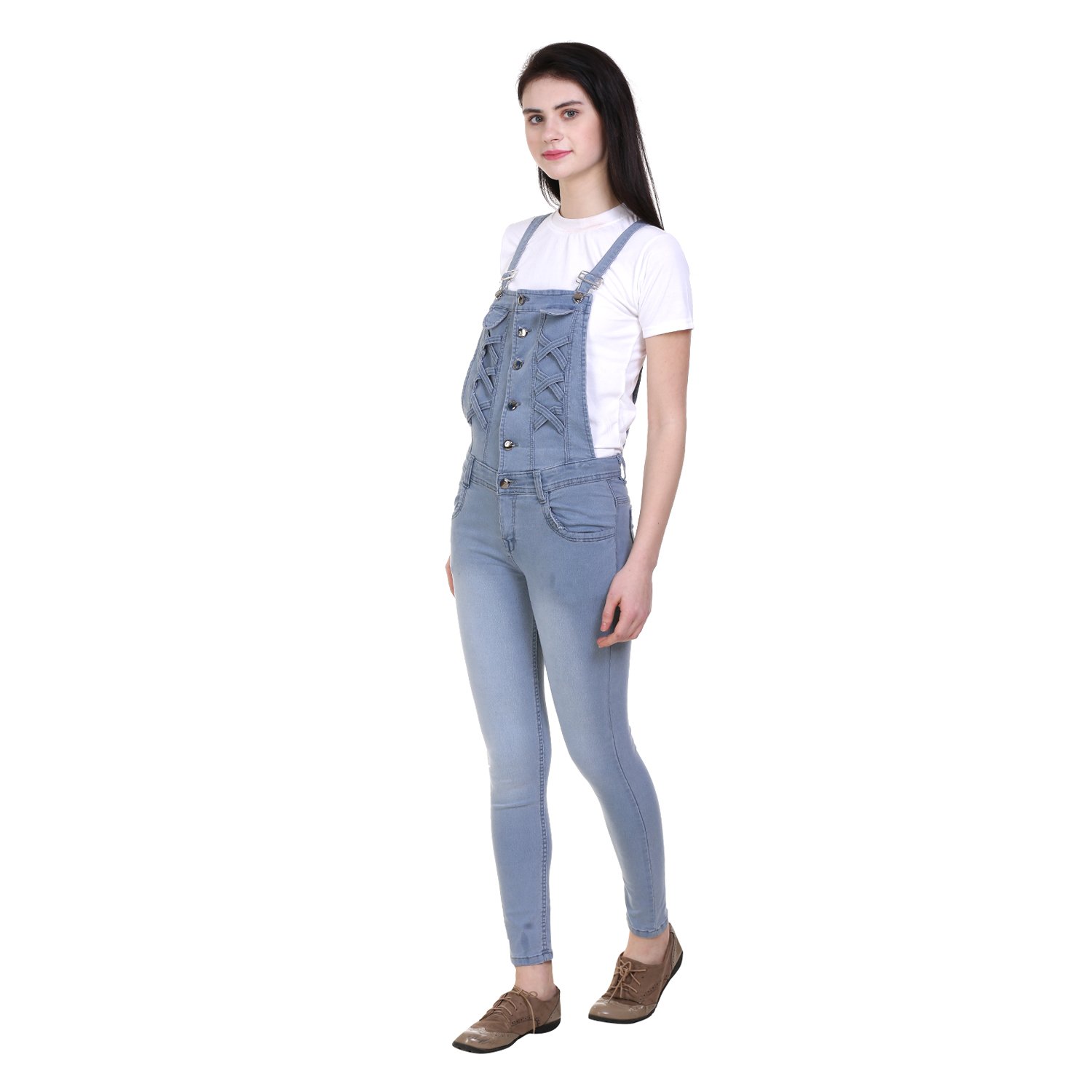 pantoff women's grey denim dungaree