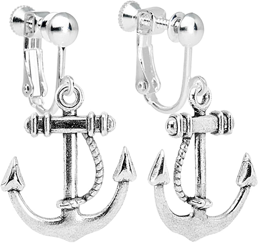 Nautical Anchor Clip On Earrings Jewelry