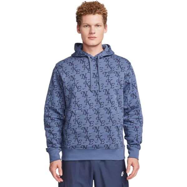 men's nike sportswear club printed pullover hoodie