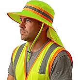 TZ Promise Men High Visibility Reflective Bucket Hat with Neck Flap Wide Brim Boonie Sun Hat Cap