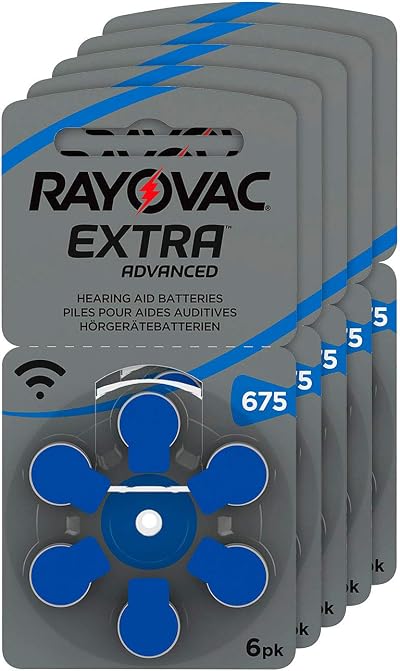 Rayovac 675 Extra Advanced Hearing Aid Batteries 1.45 V 640 Pack of 30 Cells
