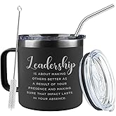 Bubble Hugs Leadership Stainless Steel Coffee Mug 14 oz, Leadership Is About Director Mentor Supervisor Team Leader Appreciation Coworker Thank You Gift Cup With Lid for Boss Leader, Black