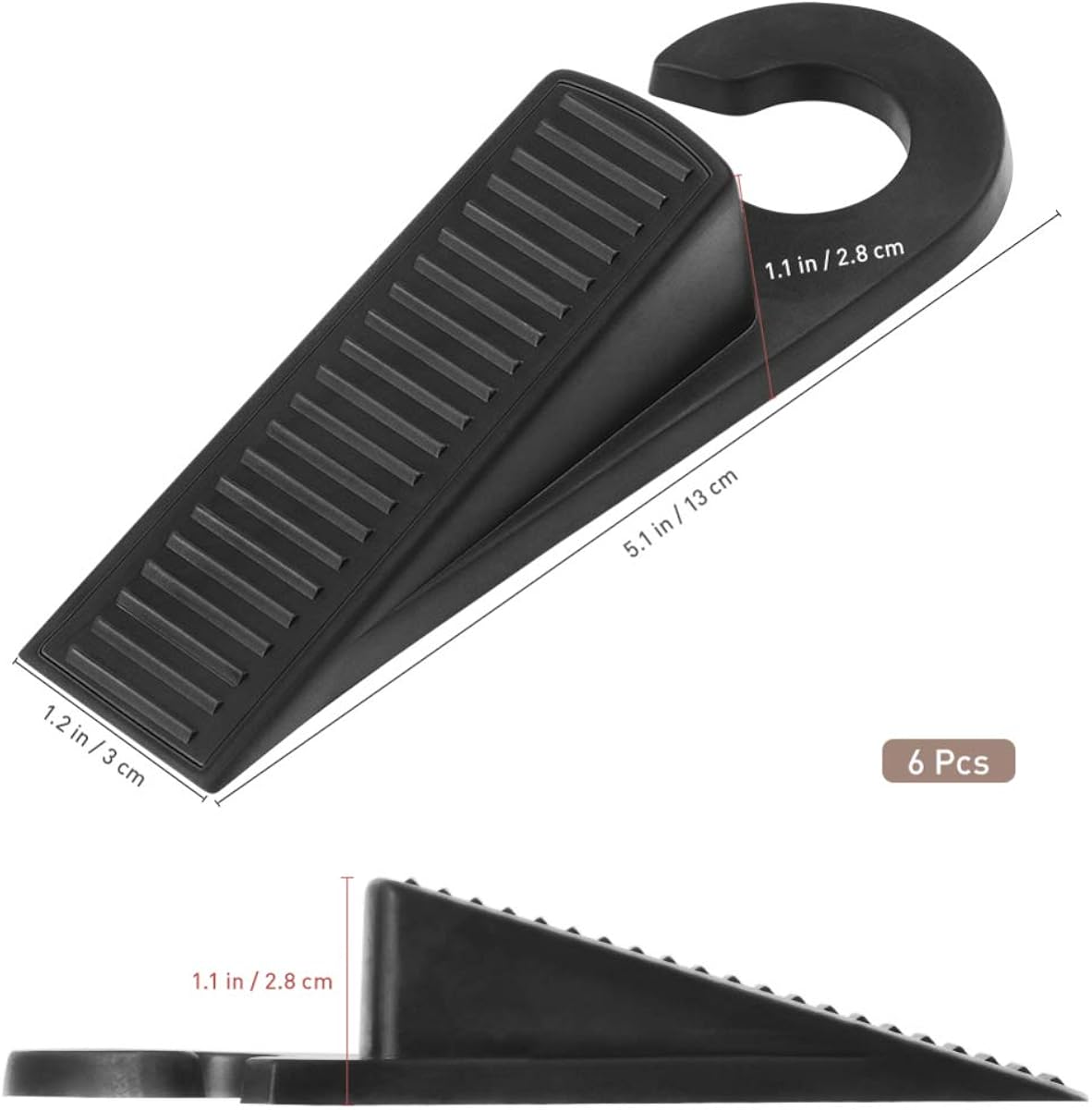6PCS Black Rubber Door Wedge Stoppers,Non-Slip Door Noiseless Door Block Wedges,Heavy Duty Resistant Door Stop Wedge Suitable for Homes/Offices/Floors - Image 3