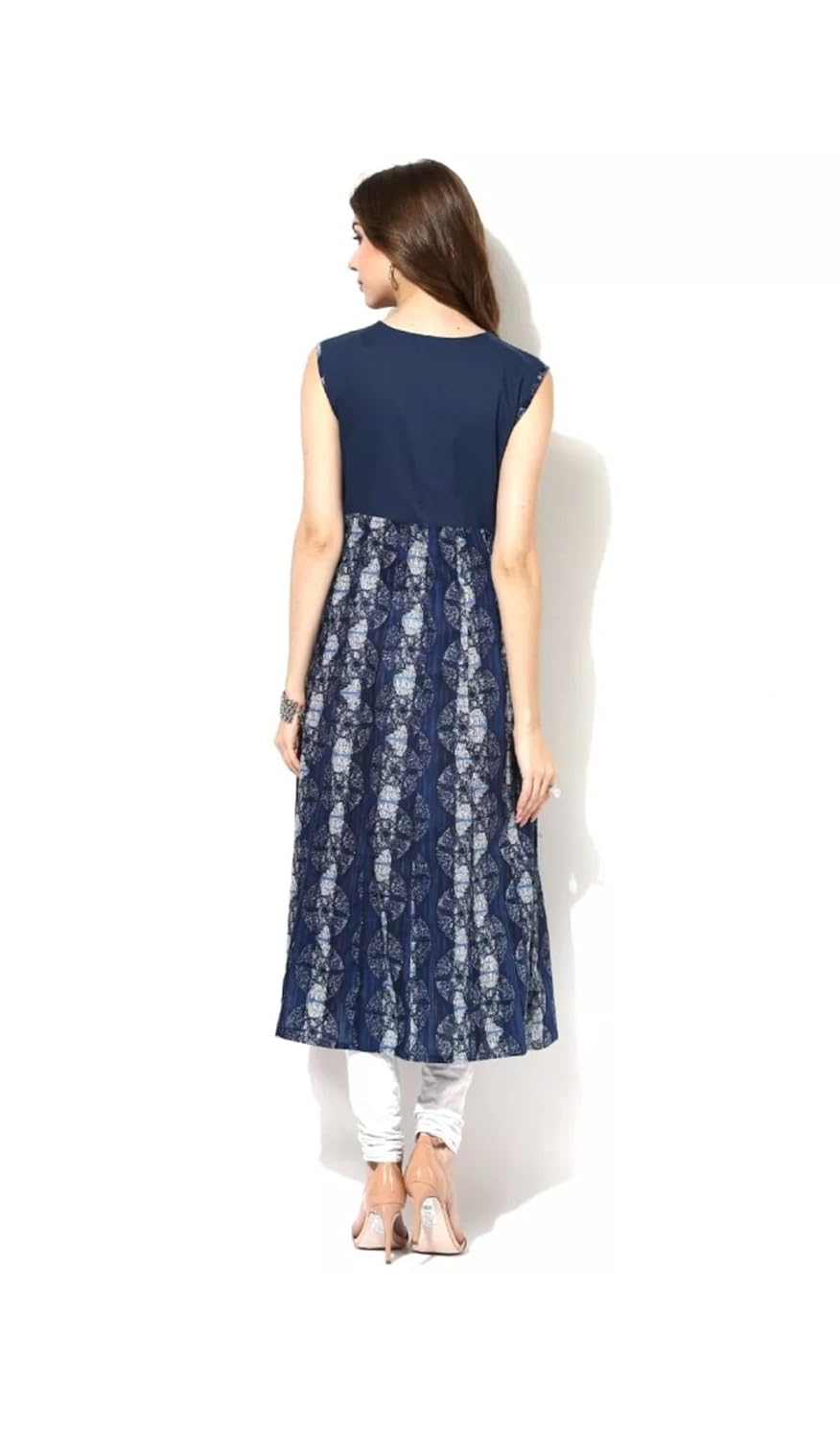 anjushree choice women stitched blue cotton anarkali kurti kurta