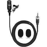 XHXJCYS Black Lapel Lavalier Microphone Unidirectional Condenser Super Cardioid Mic Compatible with Sennheiser Wireless Bodypack Transmitter System with 3.5mm Female Screw Plug