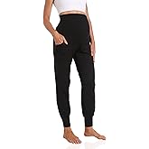 Foucome Women's Maternity Pants Stretchy Jogger Sweatpants Comfy Casual Pregnancy Workout Lounge Pants with Pockets