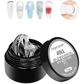 Solid Builder Gel for Nails Hard Gel 4 in1 Clear White Non-sticky for Nail Extension with Art Tools for DIY Nail Thickening Solution 5g