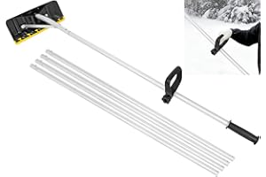 FREEAMG Snow Roof Rake with Rubber Blade, 20FT Telescopic Roofs Shovel Aluminium Pole Snow Removal Tool, Anti-Slip Handle Gri