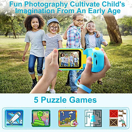 AILEHO Kids Camera for Boys Digital Video Camera for Kids Birthday Children Toys 3 4 5 6 7 8 9 Years Old Toddler Camera 8M 1080P with 8GB Card Game Camera Rechargeable IPS 2.4\