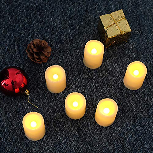 DRomance Flickering Flameless Votive Candles Bulk with Remote, Battery Operated LED Tealights Candles(Battery Included), Set of 6 Plastic Warm Light Christmas Home Decoration(Ivory, 1.5 x 2 Inch) - Thumbnail 2