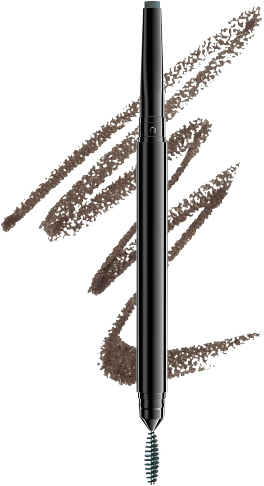 NYX Precision Brow Pencil Dual Ended Flat Tip Spoolie Charcoal Vegan