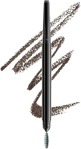 NYX Precision Brow Pencil Dual Ended Flat Tip Spoolie Charcoal Vegan