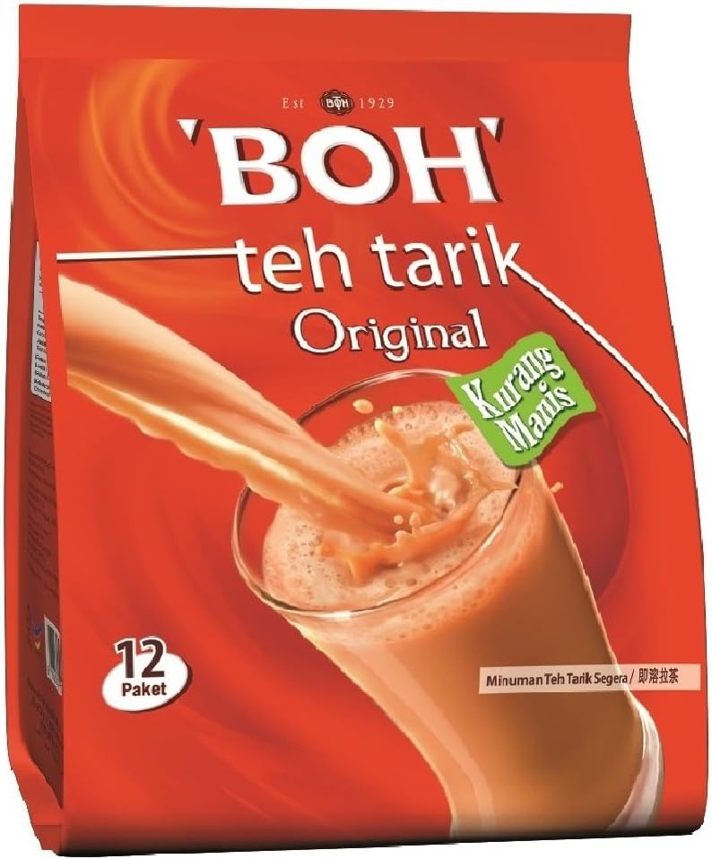 Malaysia BOH 3 in 1 Teh Tarik Less Sugar Instant Milk Tea Beverage 360g (628MART) (9 Count)