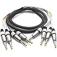 4 Channel 1/4" TRS Snake Cable - 5 Feet Long - Serviceable Ends - Pro Audio Effects Snake for Live Live, Recording, Studios, and Gigs - Patch, Amp, Mixer, Audio Interface 5'