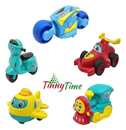 Tinny Time Unbreakable Car Set Toy for 2,3,4,5 Year Old Kids, Scooter, Bike, Train, Plane, Car Toys, Friction Toys