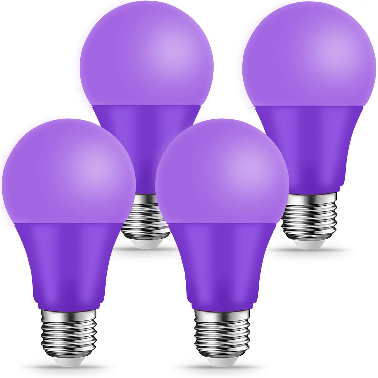 View 1 of ****ONLY 3 ITEM**
KQHBEN Purple Light Bulbs - [ 4 Pack ]- 9W?60W Equivalent? E26 Base LED Colored Light Bulb for Festivals Party Christmas Bar Events Home Decor