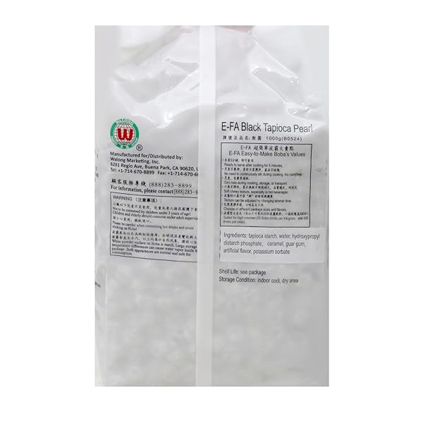 E-FA BRAND BUBBLE TEA BLACK TAPIOCA PEARL 2.2 LB (1 PACK), ORGANIC TAPIOCA GRANULES, READY IN 5 MINUTES- FLOUR FOR TAPIOCA STARCH FLOUR