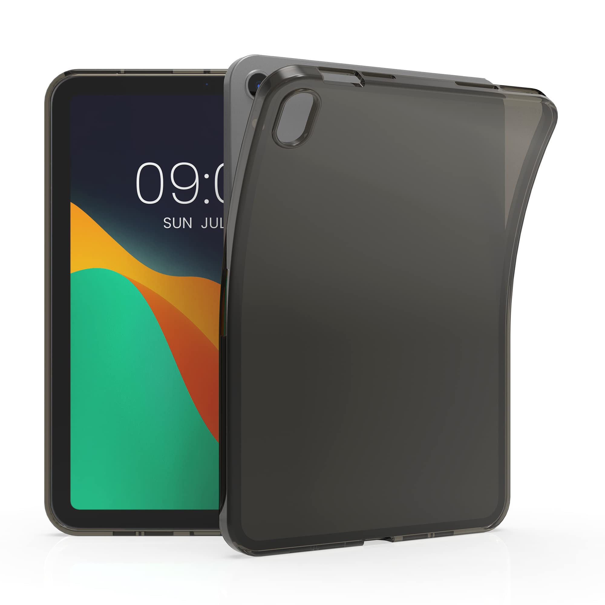 kwmobile Case Compatible with Apple iPad Mini 6 (2021) / iPad Mini 7 (2024) Case - Soft TPU Back Protector Cover for Tablet - Black/Transparent