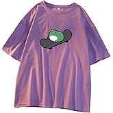 Skateboard Frog Summer Women Short Sleeve T-Shirt Cartoon Printing Pattern Kawaii Korean Tops