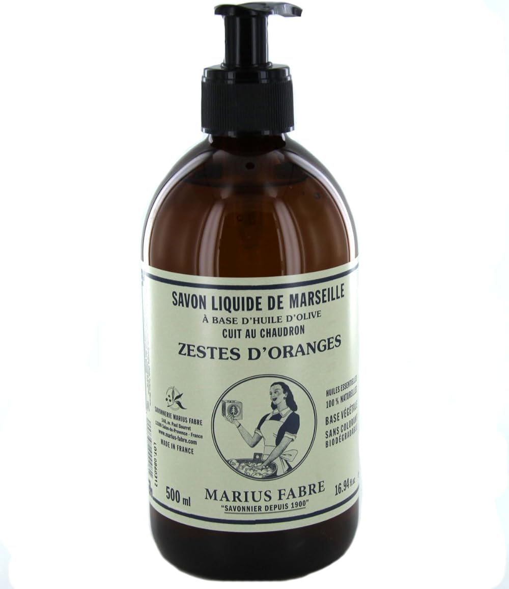 Marius Fabre Savon De Marseille Liquid Soap Orange Zest 500ml Vegetable Oil