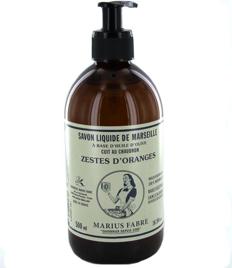 Marius Fabre Savon De Marseille Liquid Soap Orange Zest 500ml Vegetable Oil