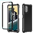 for Nokia C300 Case/Nokia G100 Case with Screen Protector,Nokia C300 Phone Case N155DL Front Back Full Body Protection,Nokia G100 N150DL Phone Case Frosted PC Back Soft TPU Shockproof Cover Black