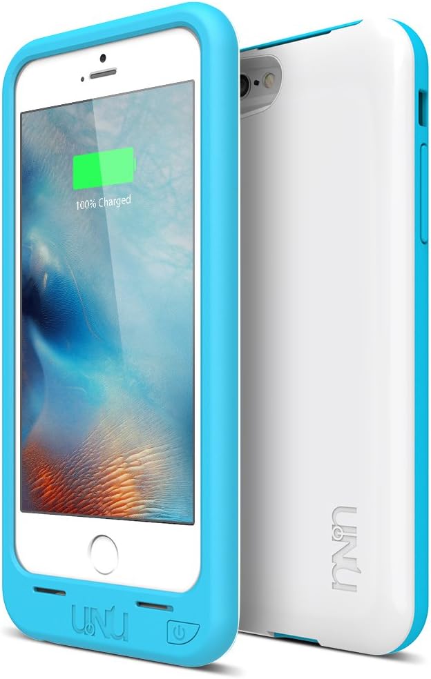 iPhone 6S Battery Case, iPhone 6 Battery Case [Ultra Thin 12.9mm] - UNU DX-Free iPhone 6 Battery Case 4.7 inch [White/Blue] - MFI Apple Certified 2400mAh External Protective Portable Charger Case