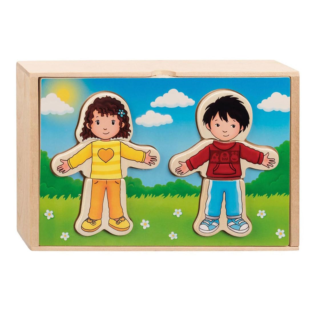 Goki Doll Puzzle Boy and Girl in wooden box