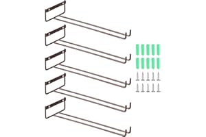 uxcell 5Pcs Bronze Iron Wine Glass Rack, 11.02 Inch Under Cabinet Stemware Rack - Wall Mountable Wine Glass Holder Storage Ha