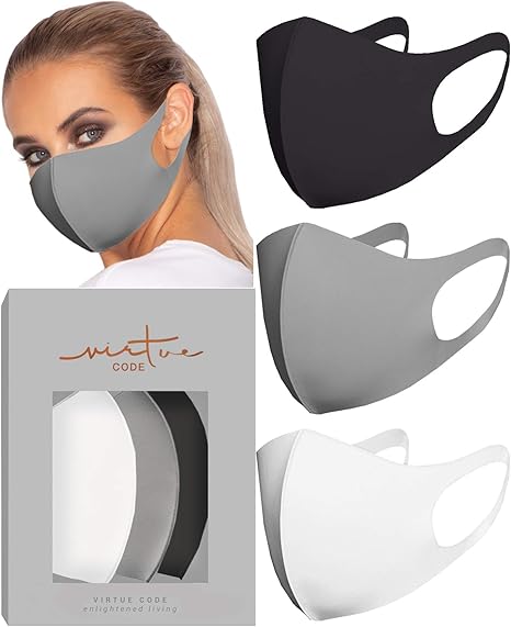Download Grayscale Second Skin Mask By Virtue Code Fabric Face Masks 3 Pieces Black Grey White Amazon Co Uk Health Personal Care PSD Mockup Templates