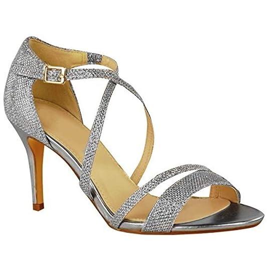 Fashion Thirsty Damen Sandalette mit Mittelhohem Absatz & überkreuzten Riemen