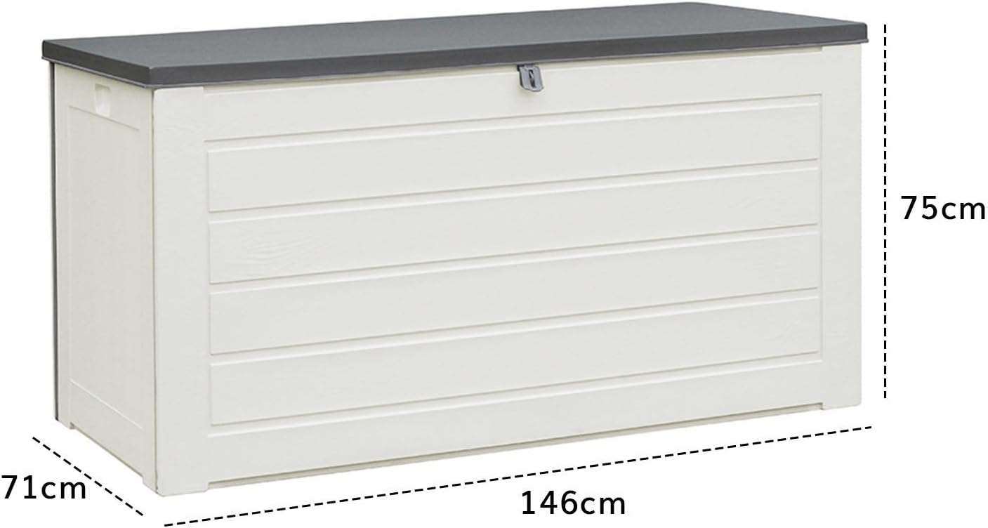 AIRWAVE Outdoor Plastic Garden Storage Box 680L, Weather and Fade Resistant, Lockable, Doubles as Storage Bench, Wood Effect - Image 3