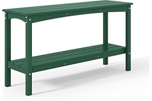 Costaelm Patio Console Table, 55'' 2-Shelf Said Table Indoor Outdoor Multifunctional Buffet Bar Storage Organizer for Entryway, Garden HDPE Plant Table, Green
