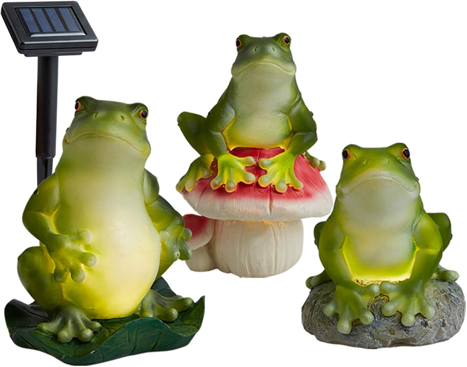 A Set of 3 Solar Frog Lights, Solar Garden Lights Outdoor, Frogs Solar