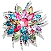Rhinestone Sunflower Brooch Pin Red Pink Flower Brooch Stylish Crystal Brooch Elegant Clothing Hat Bag Accessories Jewerly for Women