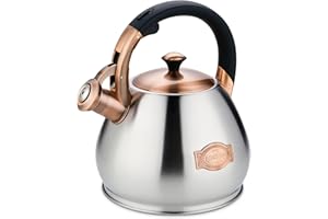 LAZNEYRU Tea Kettle Stovetop Whistling Kettle Teapot, 3Quart Tea Pot Stainless Steel Teakettle for Stove Top with Heat Proof Ergonomic Handle