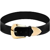 Lesmore Wide Stretchy Waist Belts for Women, Gold Buckle Fashion Elastic Waist Cinch Waistband for Womens Dress